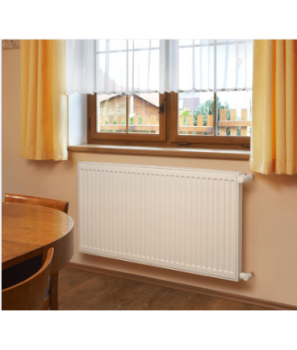 На фото Steel panel radiator Hi-Therm with side connection